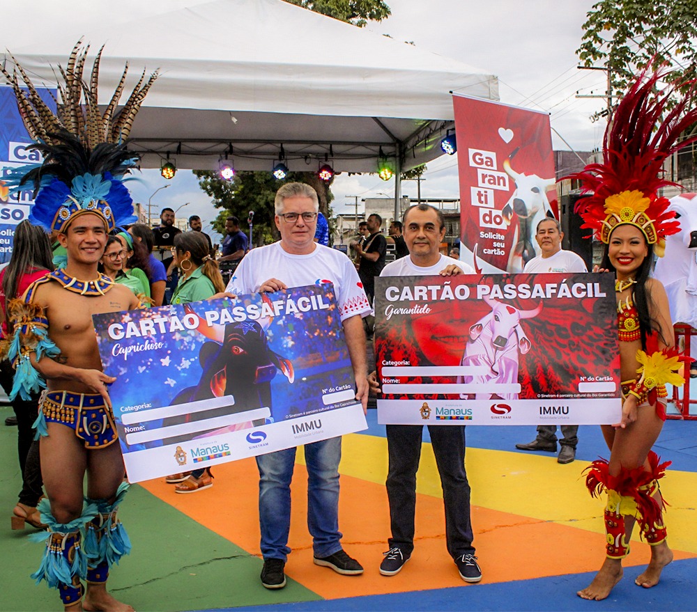 Cart&atilde;o PassaF&aacute;cil comemorativo em homenagem aos bois Caprichoso e Garantido  2022